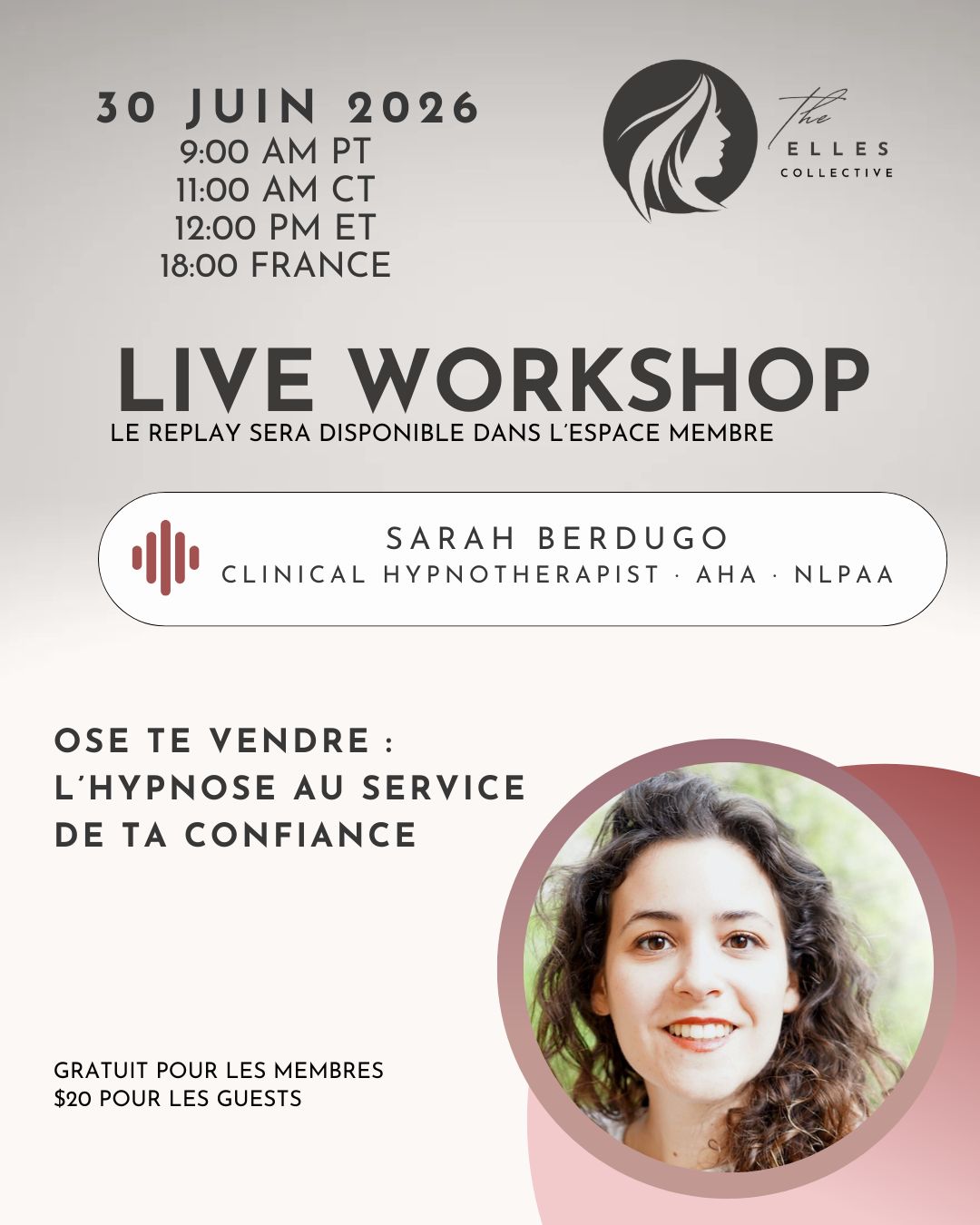 SARAH BERDUGO WORKSHOP HYPNOSE
